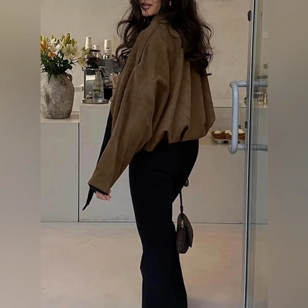 NWT Brown Bomber Jacket - Picture 7 of 11